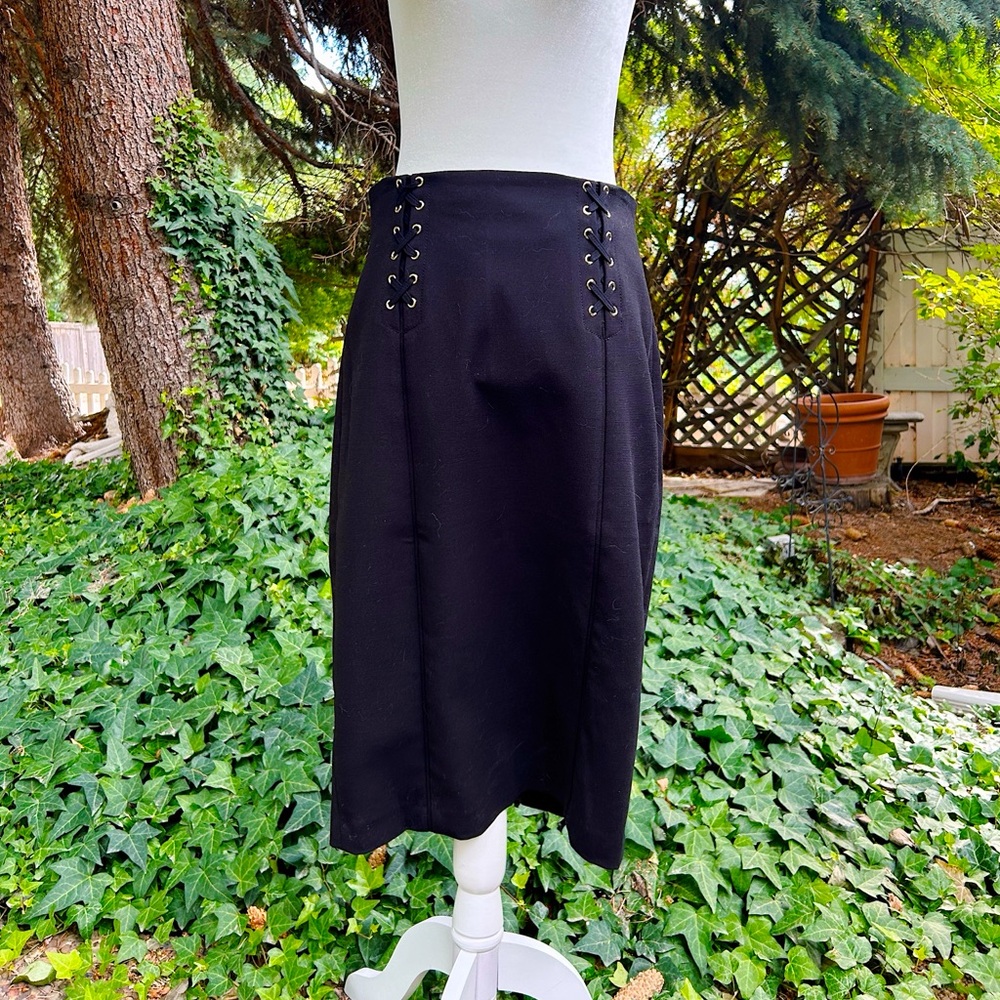 🍁Price Drop🍂 White House Black Market Black Maxi Skirt with Side Lacing - Size 8